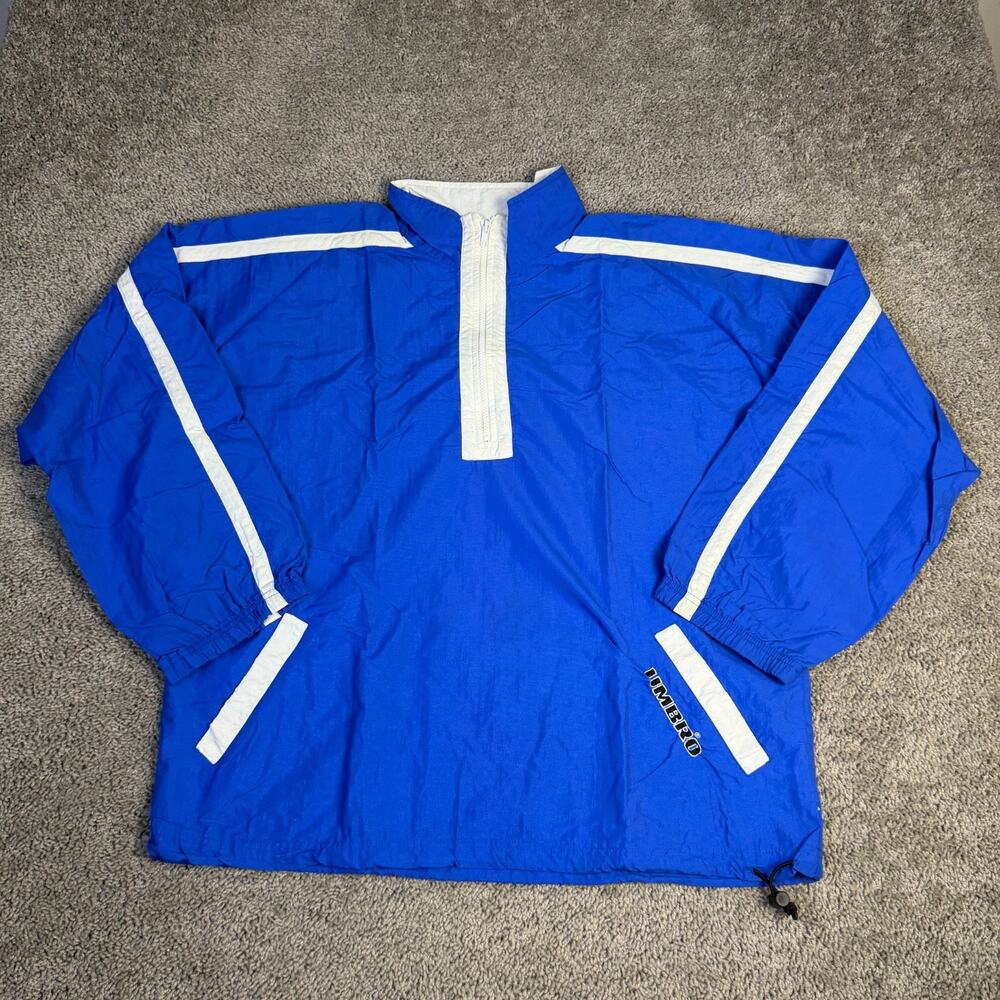 Vintage Umbro Jacket Mens XL Blue Quarter Zip Pullover Windbreaker Soccer Nylon